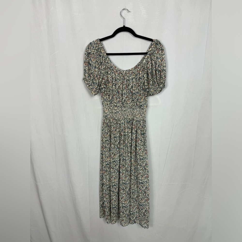 Madewell light floral dress with puff sleeves